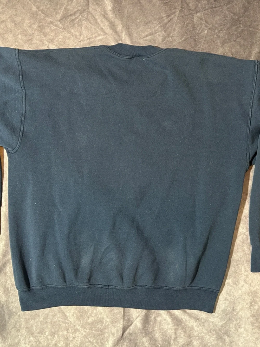 Vtg Navy Embroidered Mickey Mouse Crewneck Sweater with Colorful Lettering
